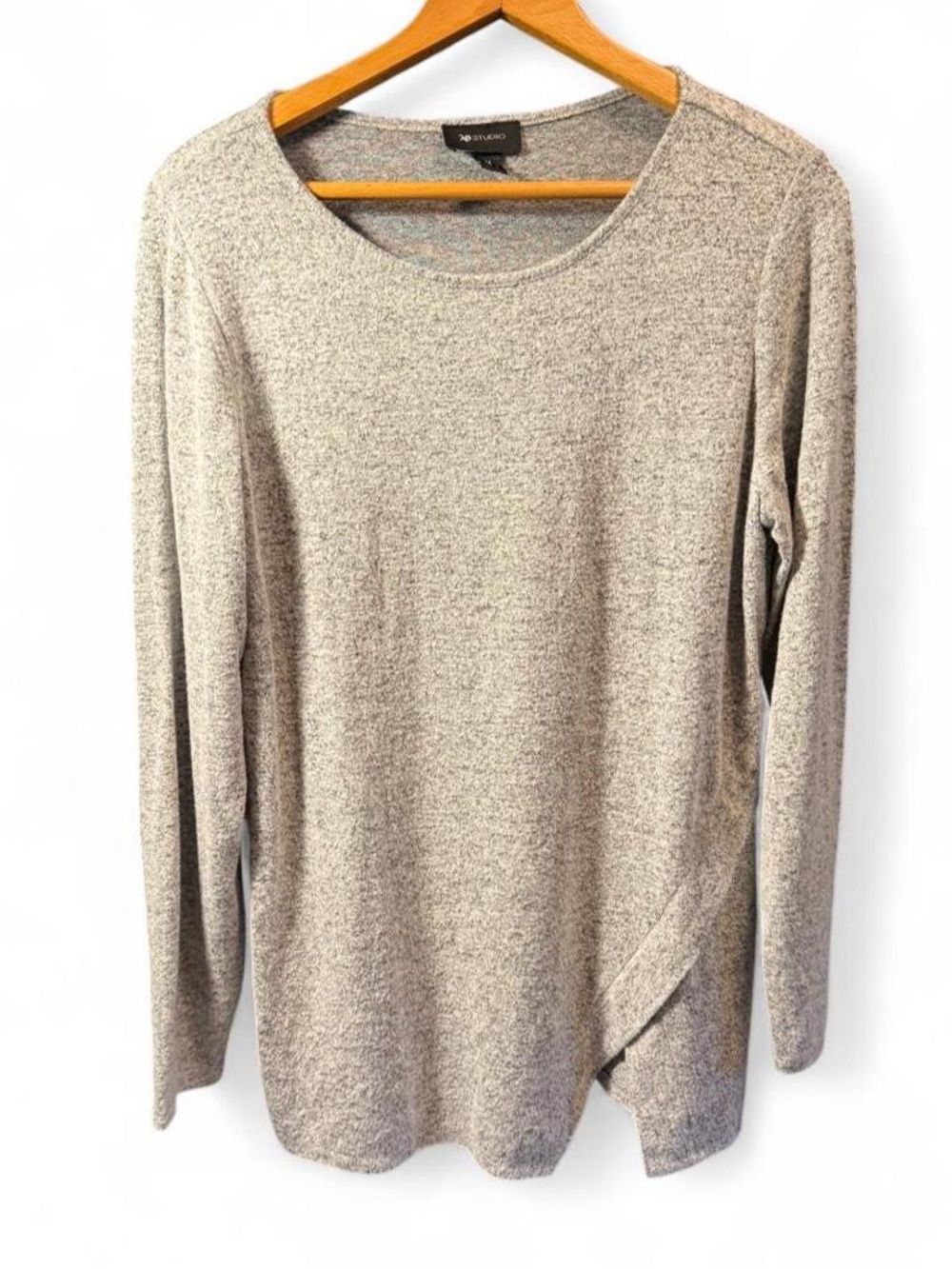 AB Studio Heather Taupe Long-Sleeve Knit Top